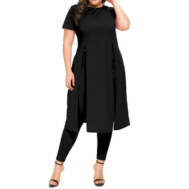 Plus Size Women Crew Neck Short Sleeves Leopard Print Bodycon Long Jumpsuit 2pcs